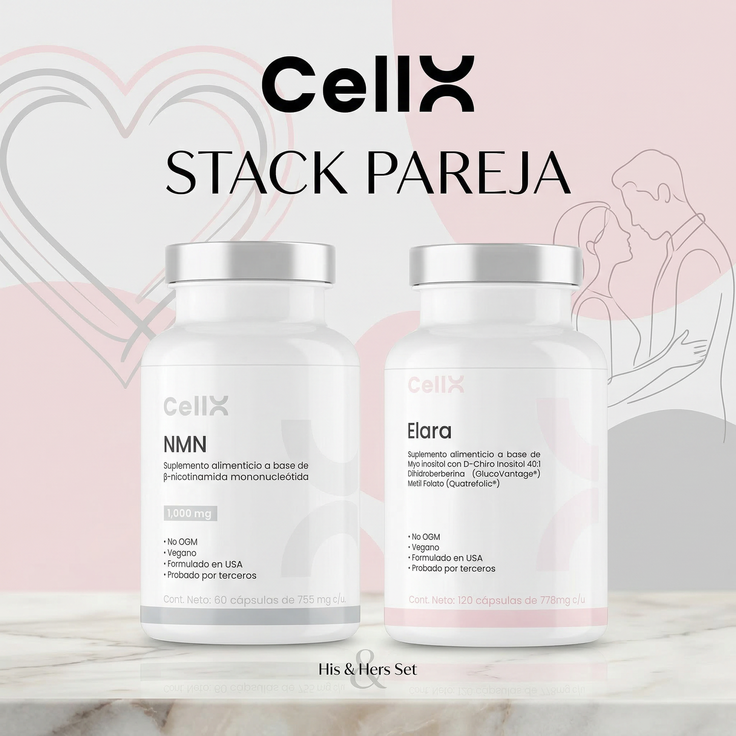 Stack Pareja | NMN + Elara/GlucoTrim + 2× Magnesio