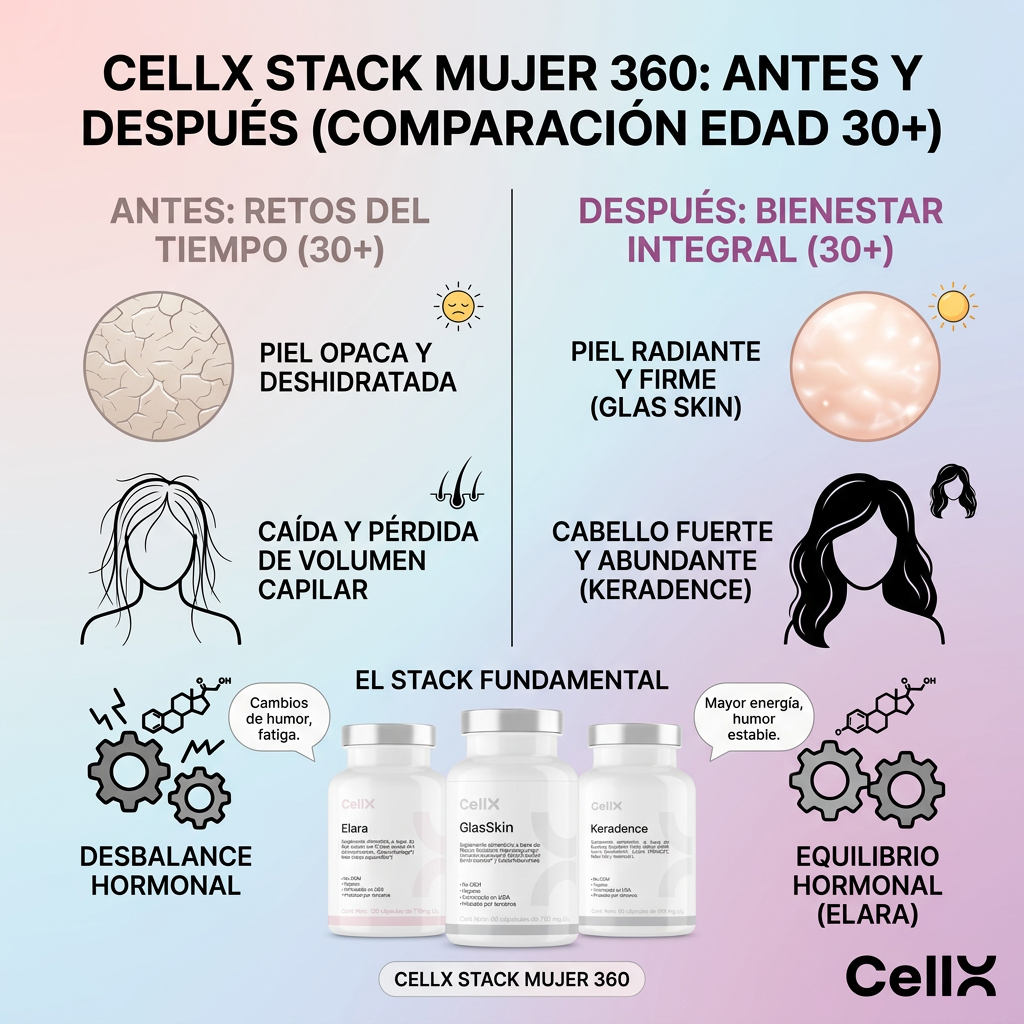 Stack Mujer 360° | GlasSkin + Keradence + Elara + Magnesium Ultra