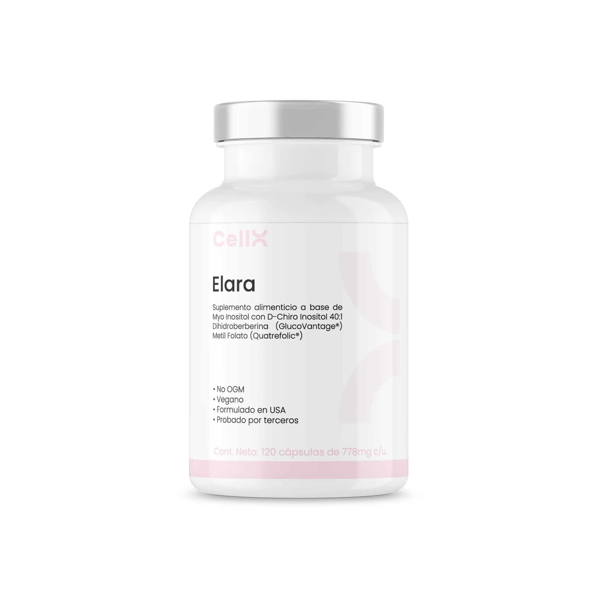 Myo Inositol + D - chiro inositol: ELARA | 120 cápsulas | Suplemento celular femenino | Salud hormonal - CellX México