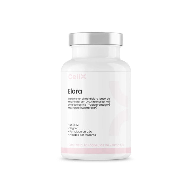 Myo Inositol + D - chiro inositol: ELARA | 120 cápsulas | Suplemento celular femenino | Salud hormonal - CellX México