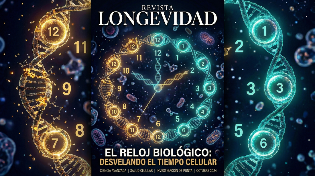 Reloj biológico con ADN — protocolo anti-envejecimiento avanzado con NMN y Resveratrol en México