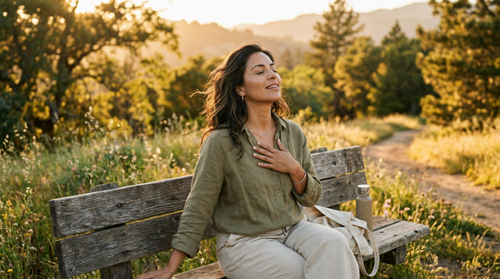 Retrato bienestar mujer latina — suplemento para premenopausia magnesio apigenina México