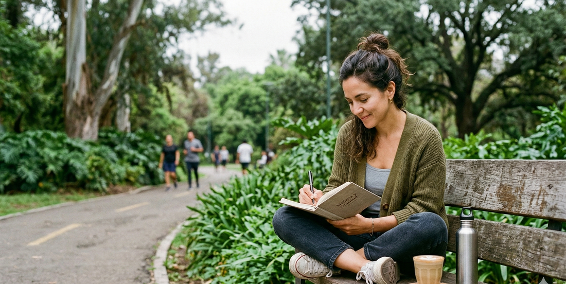 Mujer mexicana en parque Guadalajara practicando bienestar — Magnesium Ultra CellX