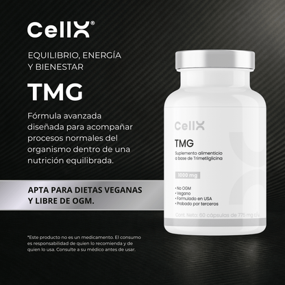 TMG | Complejo con Quatrefolic® y Vitaminas B | Bienestar diario | 60 cápsulas - CellX México