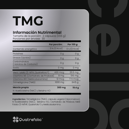 TMG | Complejo con Quatrefolic® y Vitaminas B | Bienestar diario | 60 cápsulas - CellX México