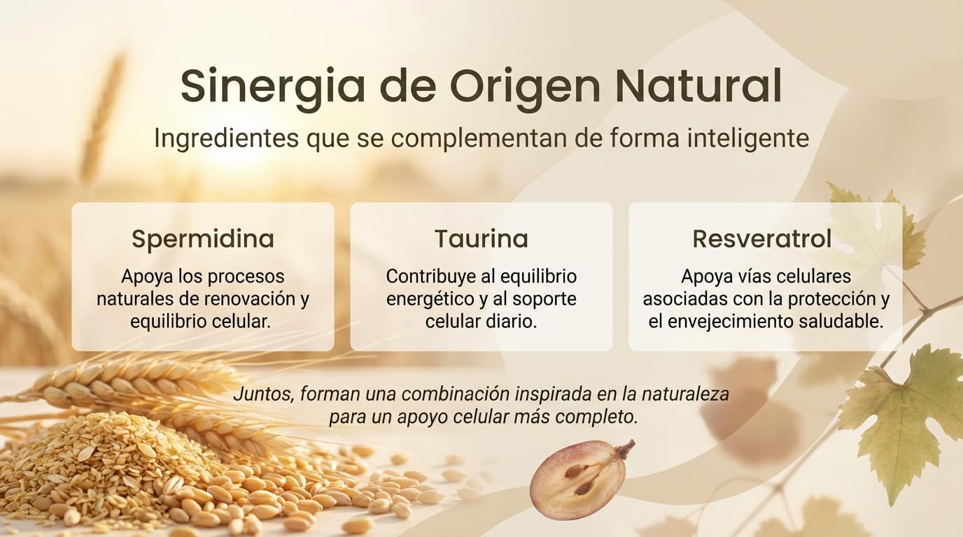 Espermidina | Con Taurina y Resveratrol | Bienestar diario | 60 cápsulas - CellX México