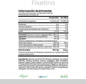 Fisetina CellX - ProFisetin 98% senolitico natural con CoQ10 liposomal para longevidad