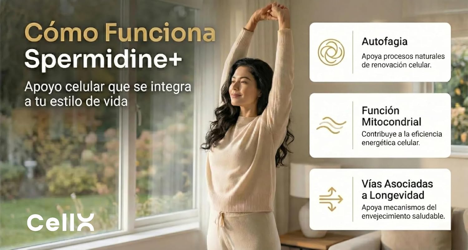 Espermidina | Con Taurina y Resveratrol | Bienestar diario | 60 cápsulas - CellX México