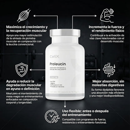 Proleucin | Complejo de L - Leucina Dipéptida (DL185™ & Ramps®) | Bienestar activo | 90 cápsulas - CellX México