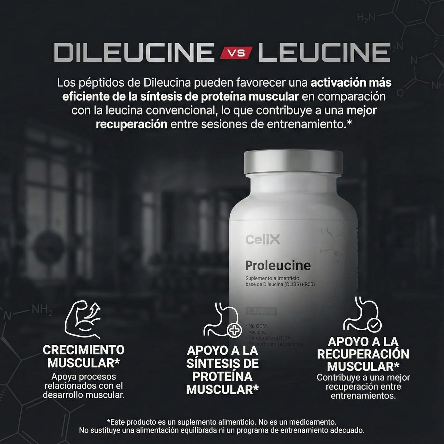 Proleucin | Complejo de L - Leucina Dipéptida (DL185™ & Ramps®) | Bienestar activo | 90 cápsulas - CellX México