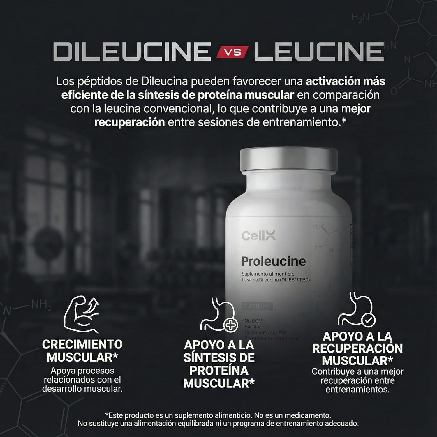 Proleucin | Complejo de L - Leucina Dipéptida (DL185™ & Ramps®) | Bienestar activo | 90 cápsulas - CellX México