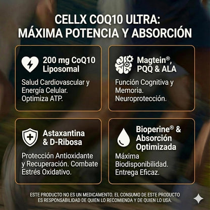 CoQ10 | Liposomal, PQQ y ALA | Energía celular y corazón | 60 cápsulas