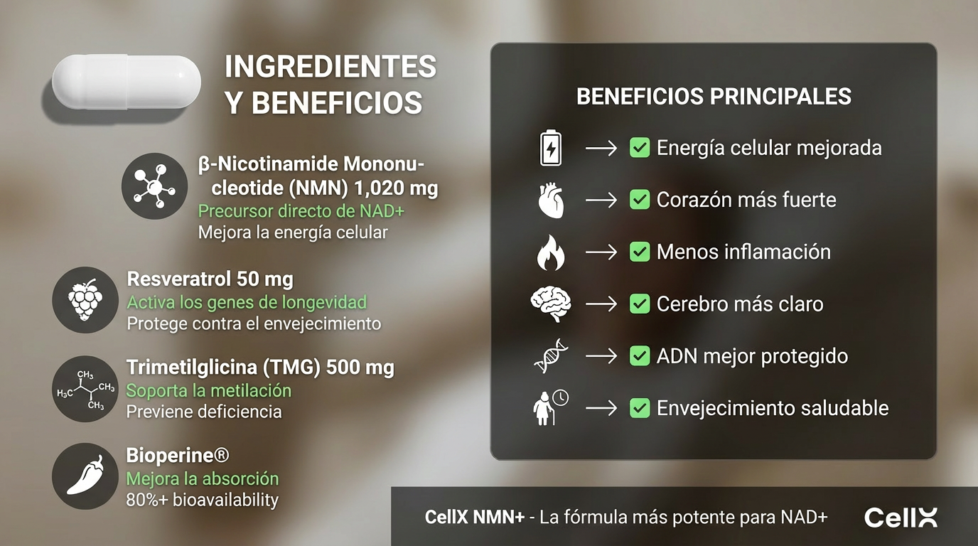 NMN 1000 mg – Fórmula de Bienestar Diario