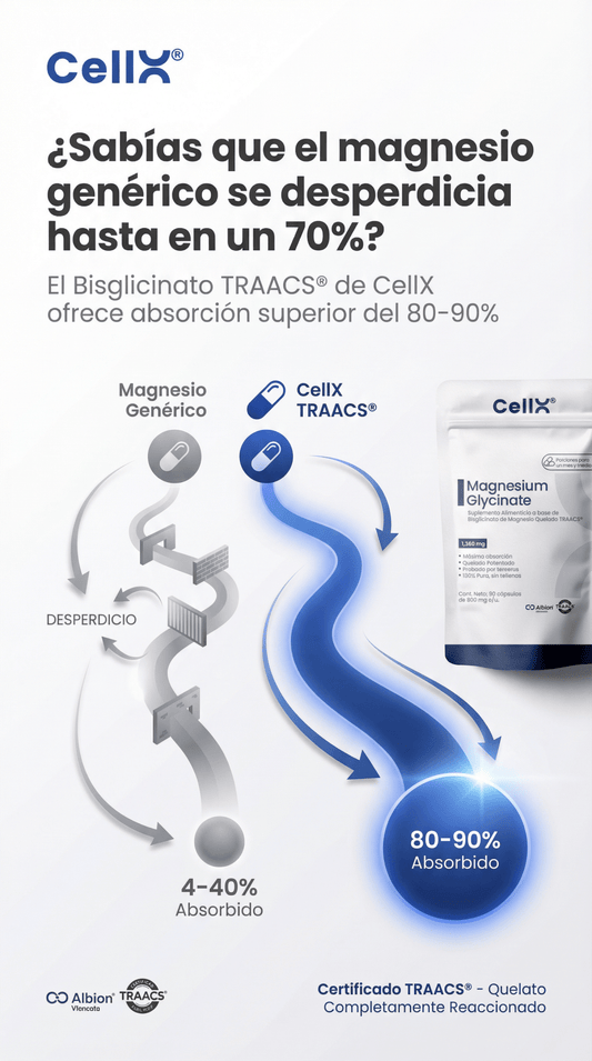 Magnesio Bisglicinato Quelado TRAACS® – Calma, Sueño y Energía Celular - CellX México