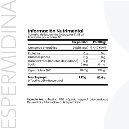 Espermidina CellX infografia beneficios autofagia AMPK SIRT1