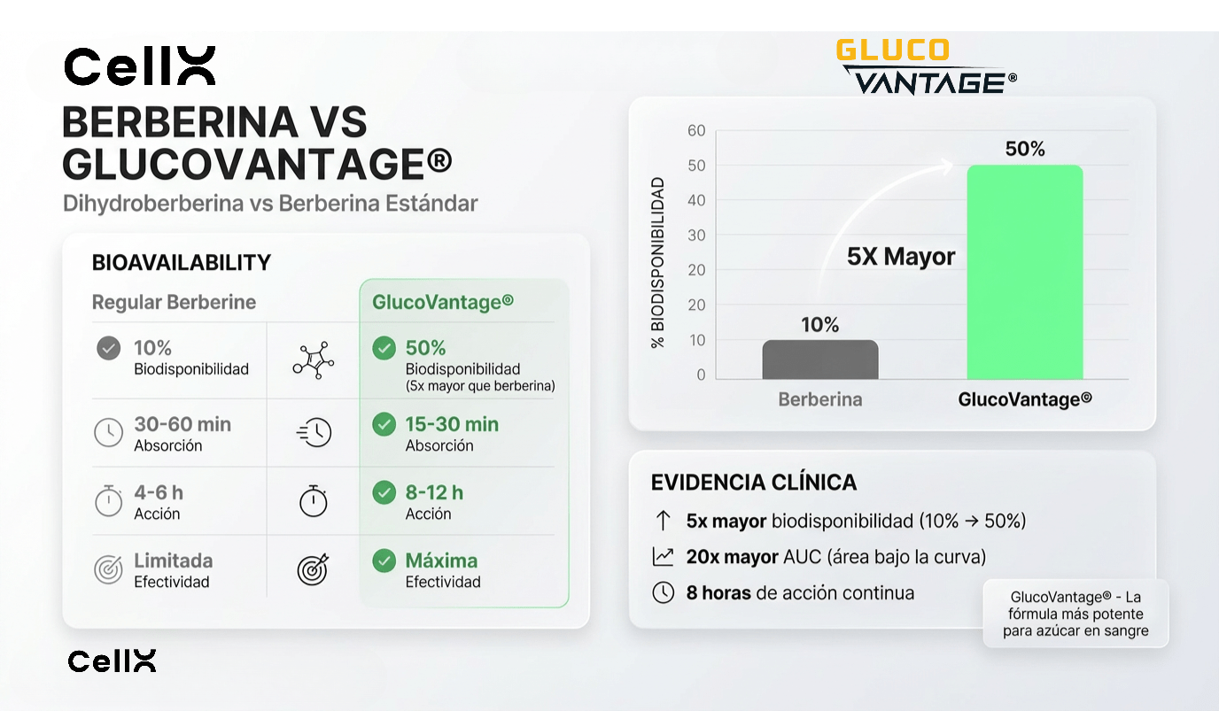 GlucoTrim | GlucoVantage®, Geronova®, Cromo y Cinsulin® de Cell X | Salud metabólica | 60 cápsulas - CellX México