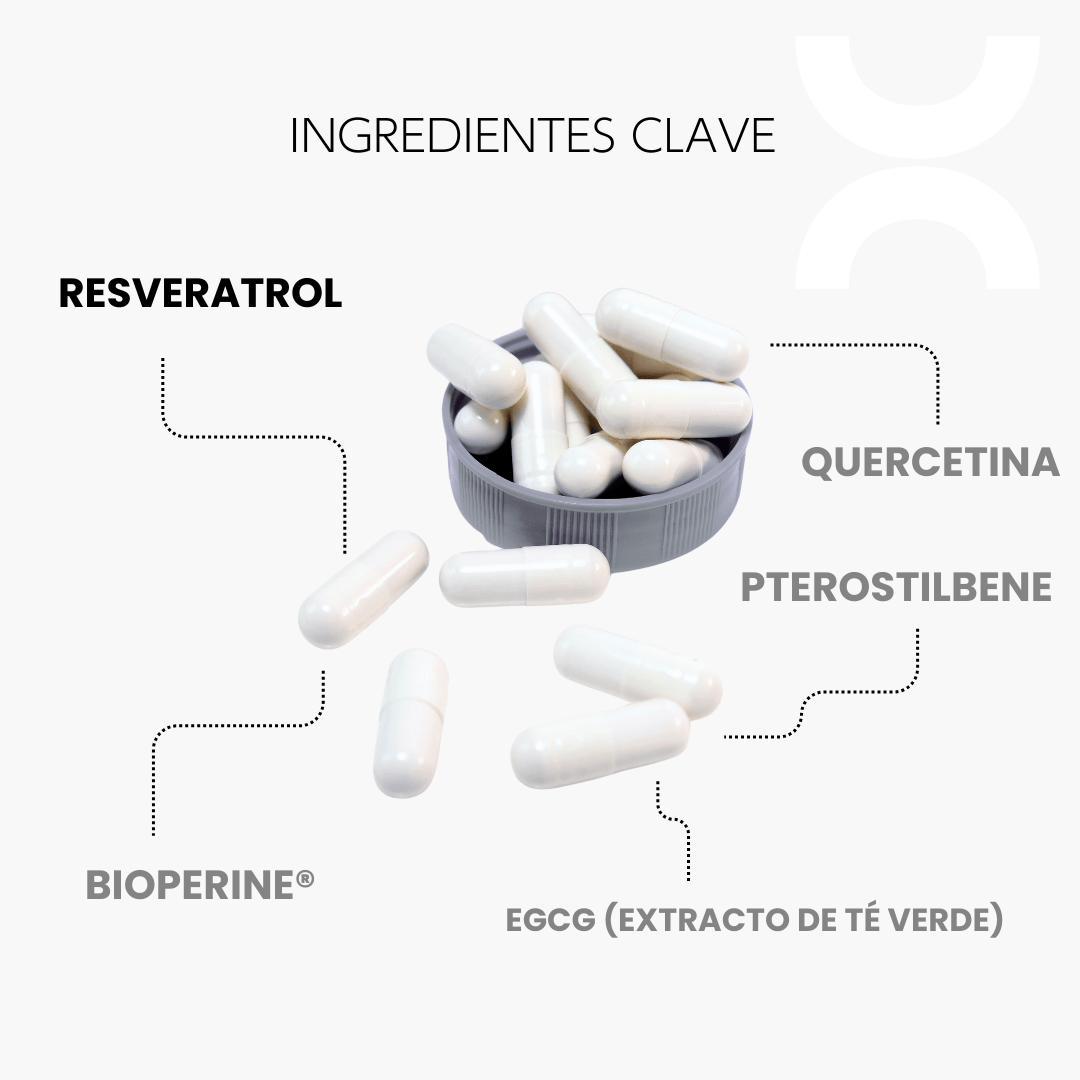 Resveratrol | Complejo polifenólico con Pterostilbeno y EGCG | Bienestar diario | 60 cápsulas - CellX México