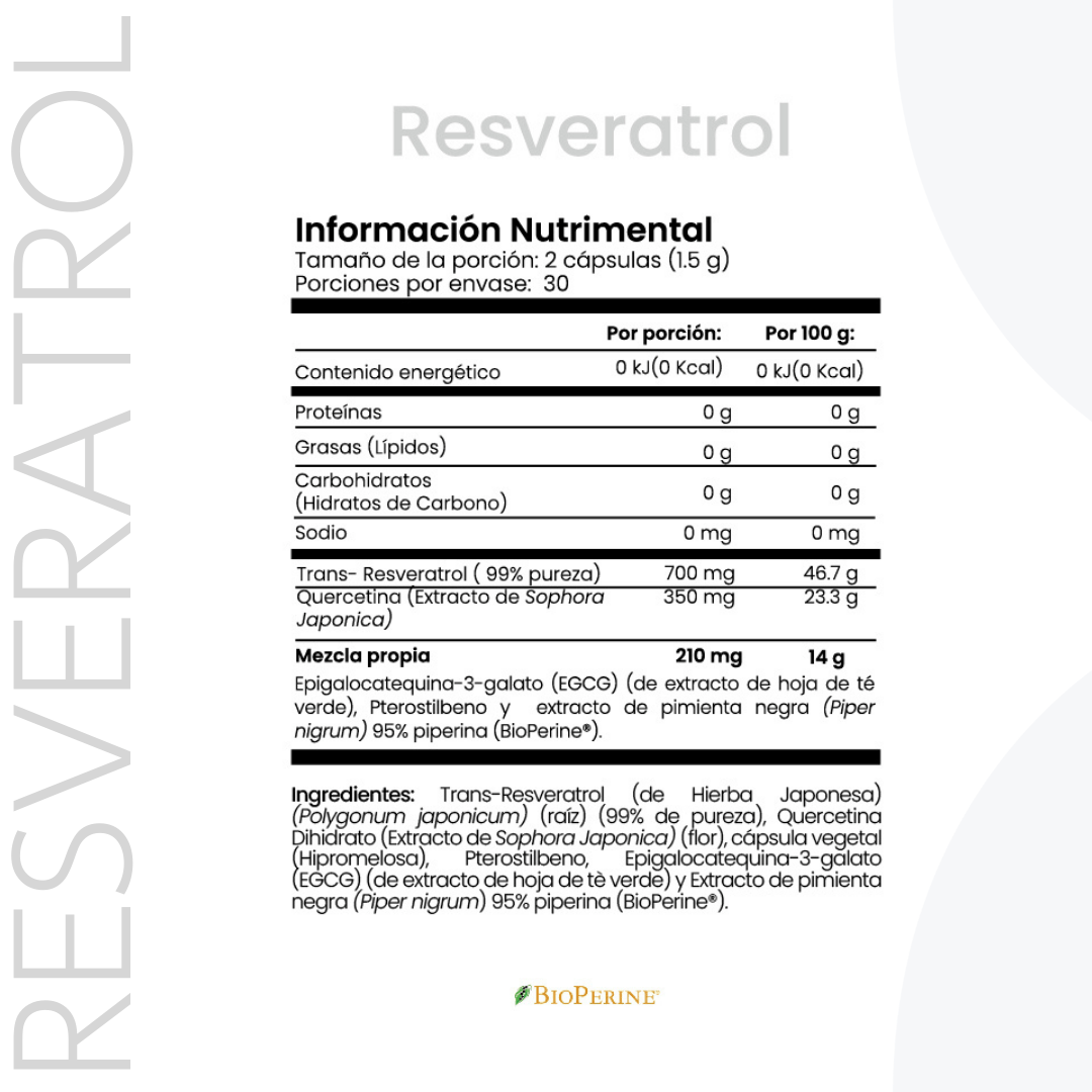 Resveratrol | Complejo polifenólico con Pterostilbeno y EGCG | Bienestar diario | 60 cápsulas - CellX México