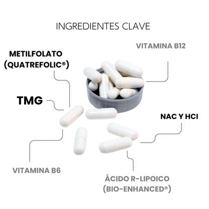 TMG | Complejo con Quatrefolic® y Vitaminas B | Bienestar diario | 60 cápsulas - CellX México