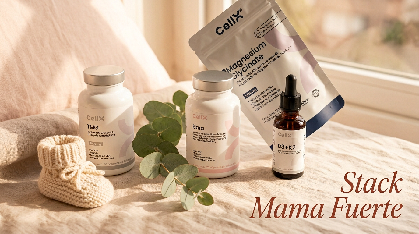 Stack Mamá Fuerte | Elara + TMG + D3+K2 + Magnesio