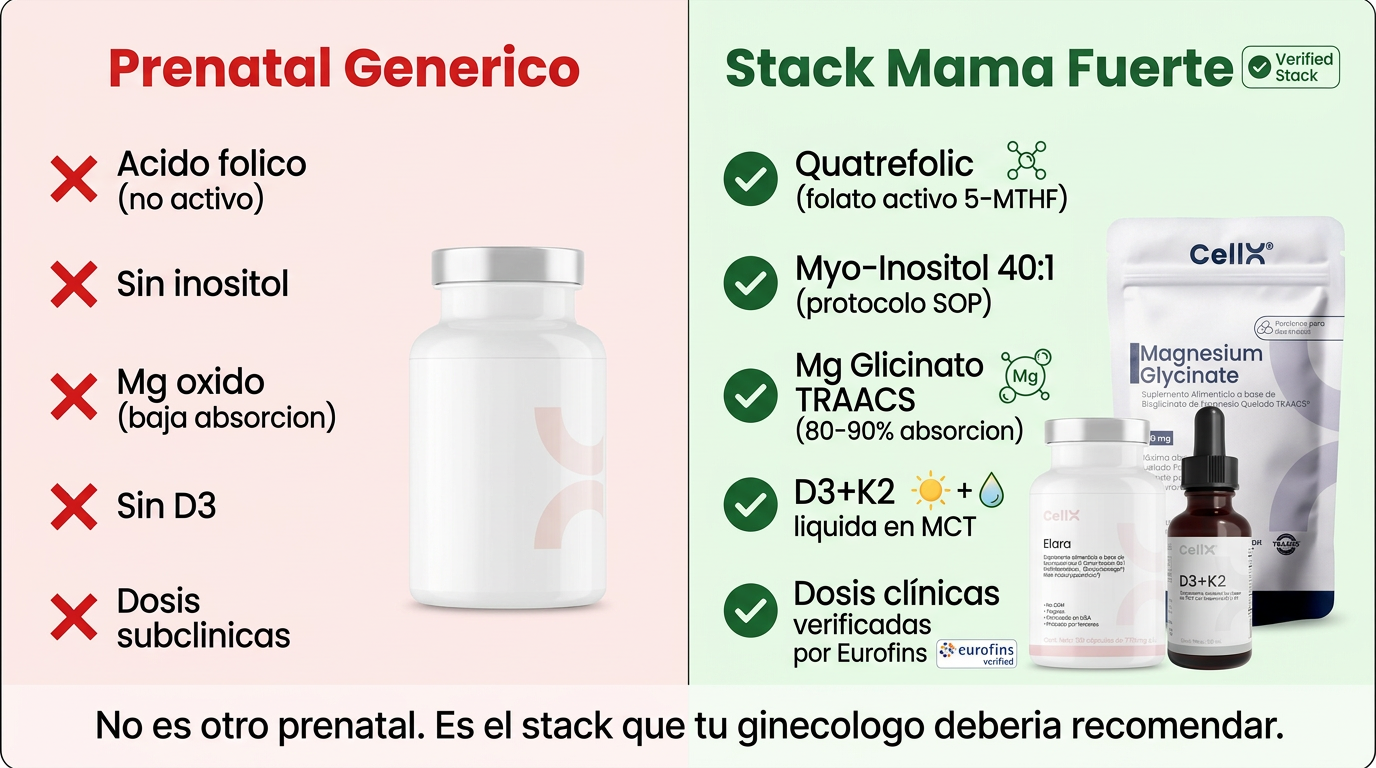 Stack Mamá Fuerte | Elara + TMG + D3+K2 + Magnesio