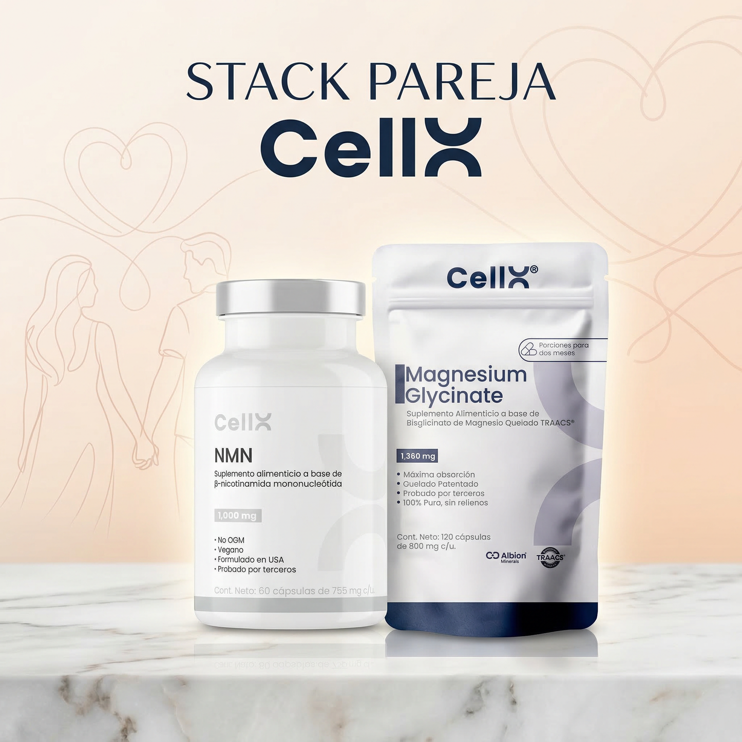Stack Pareja | NMN + Elara/GlucoTrim + 2× Magnesio