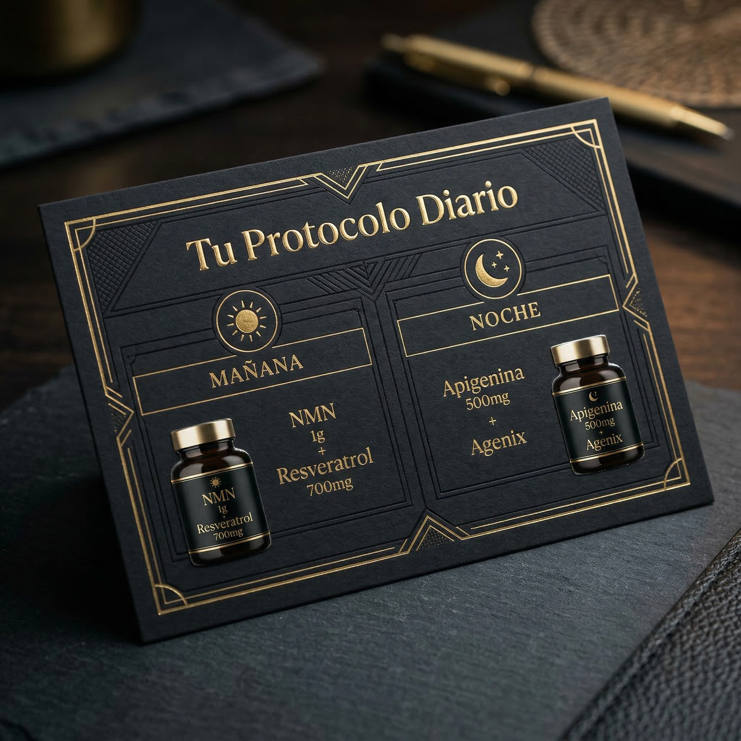 Stack Protocolo Sinclair Completo | NMN + Resveratrol + Apigenina + Espermidina + TMG