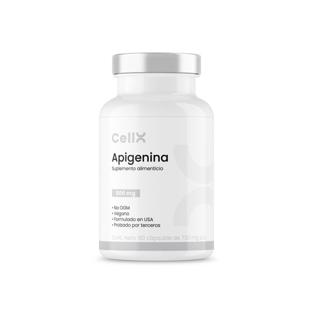 CellX Apigenina 500mg frasco suplemento mockup producto