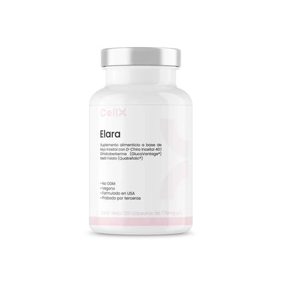 Myo Inositol + D - chiro inositol: ELARA | 120 cápsulas | Suplemento celular femenino | Salud hormonal - CellX México