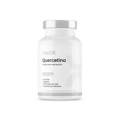 Frasco del suplemento Quercetin de CellX con 60 cápsulas, antioxidante para refuerzo inmunológico y salud celular