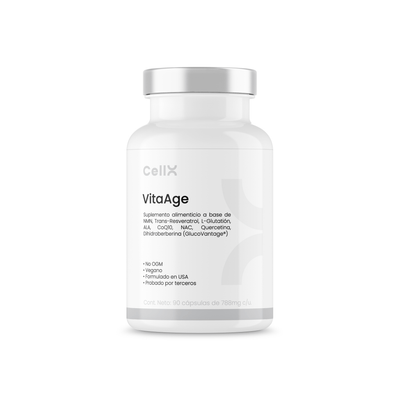 NMN + Trans resveratrol + Glutation + NAD + Dihidroberberina : VitaAge | 90 cápsulas | Fórmula antiedad , longevidad, anti envejecimiento - CellX México