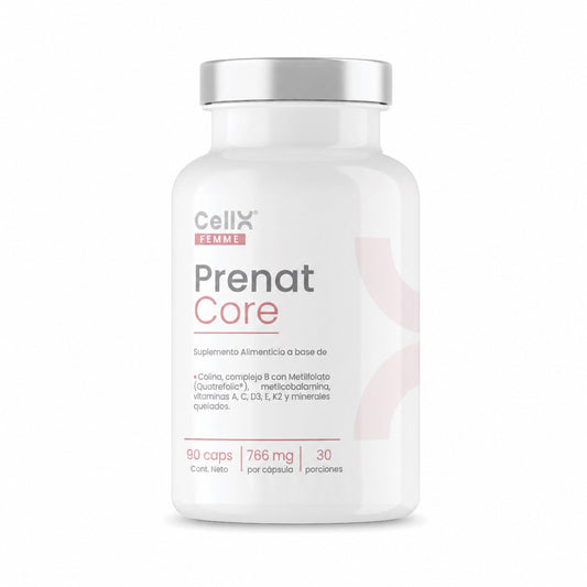 Prenat Core — Multivitamínico Prenatal con Quatrefolic® y Colina Real | CellX Femme
