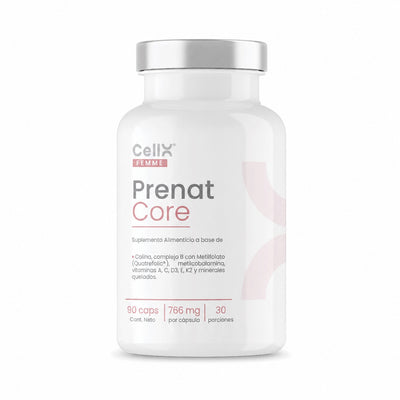 Prenat Core de CellX Femme, vitaminas prenatales en frasco de 90 cápsulas
