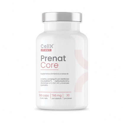 Prenat Core — Multivitamínico Prenatal con Quatrefolic® y Colina Real | CellX Femme