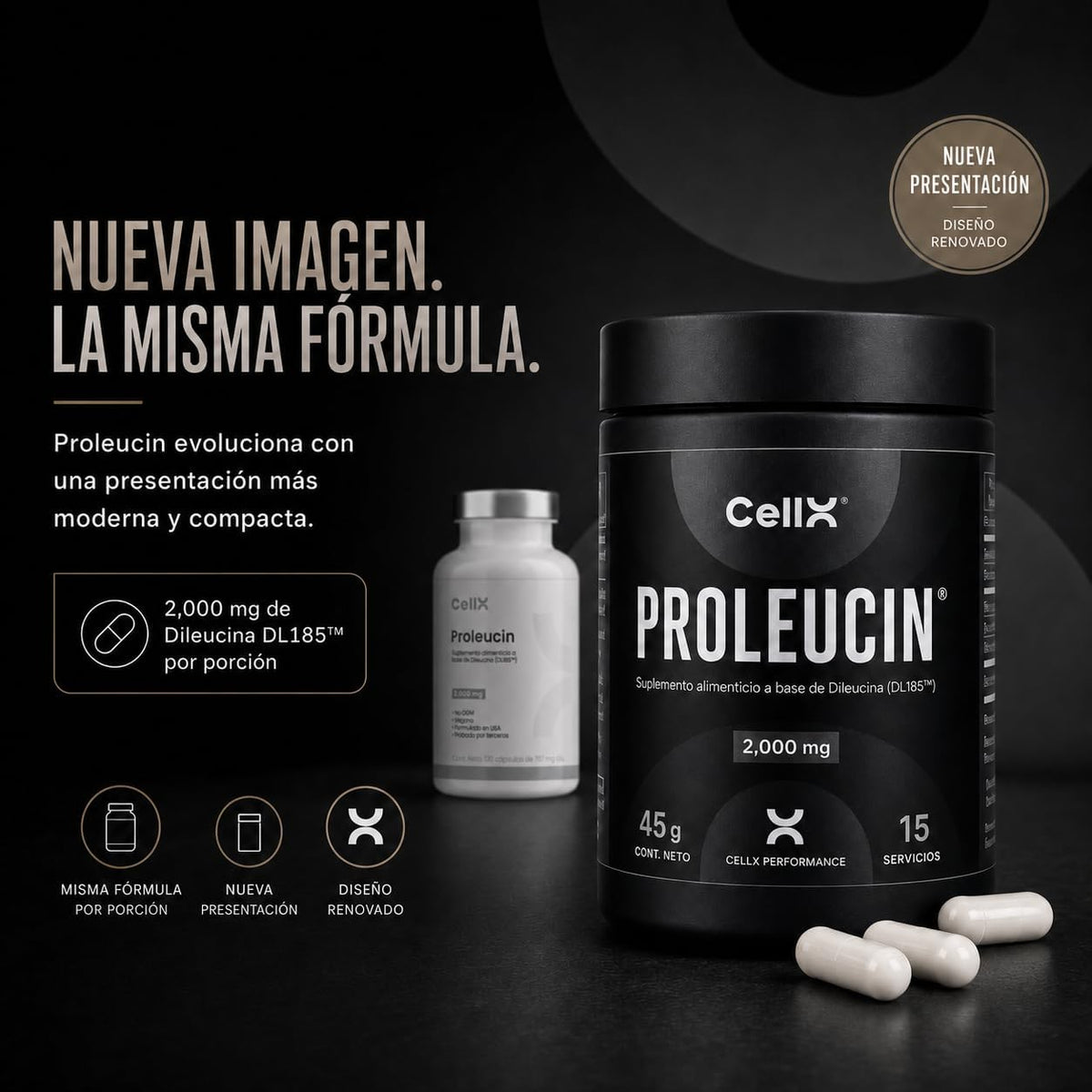 Proleucin CellX | Dileucina DL185™ | 45 cápsulas | 15 porciones