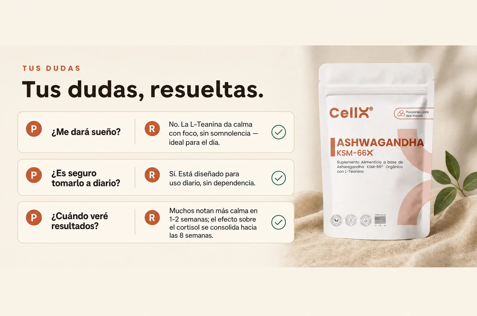 Preguntas frecuentes sobre Ashwagandha KSM-66 + L-Teanina